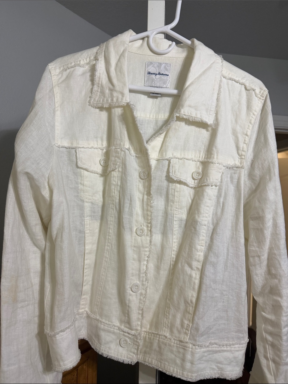 Tommy Bahama Off-White Button-Front Jean Jacket